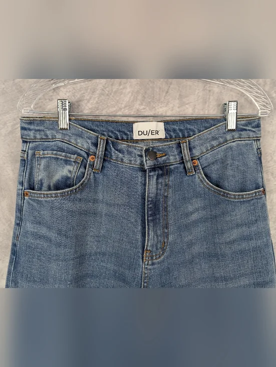 DU/ER Performance Denim High Rise Wide Leg Jeans Medium Wash - Picture 3 of 8